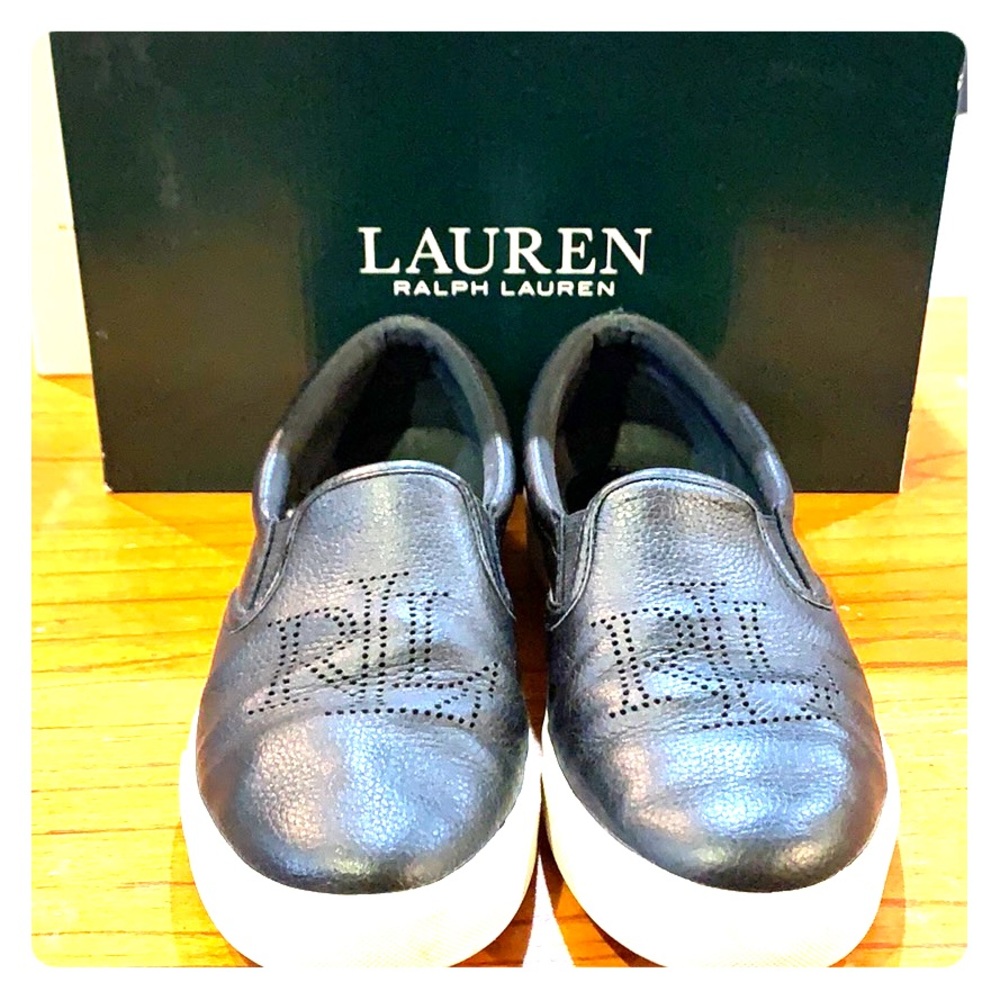 Black Leather Slip-On Sneakers